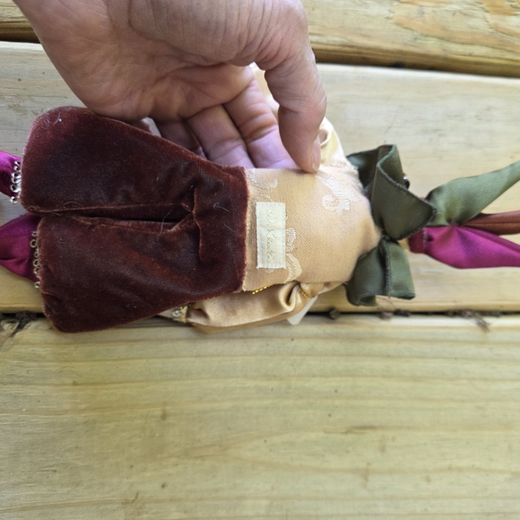 Elegant Jester Doll with Burgundy and Olive Accents - Picture 6 of 10